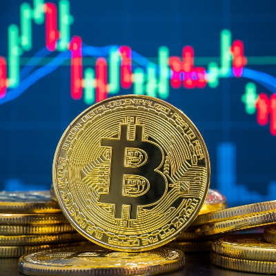 Vários bitcoins dourados